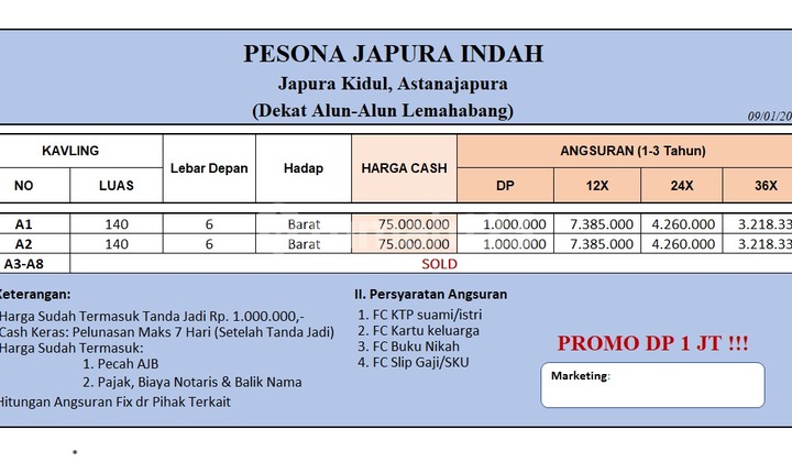 Tanah Kavling Pinggir Jalan 70 JT-an di Japura: Diskon 5 JT 2