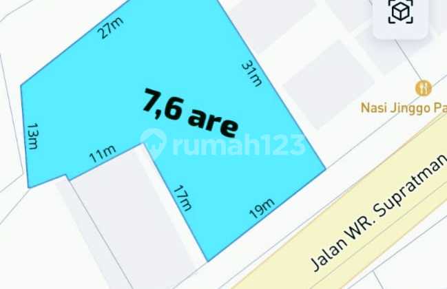 Lahan premium 7,6are di Jalan Utama WR Supratman - Dentim