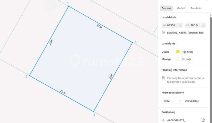 For Sale / Freehold: Vacant Land at Kedungu Beach, Tabanan Bali