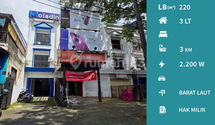 Ruko Poros Jalan 3 Lantai di Jl Letjen S Parman Malang