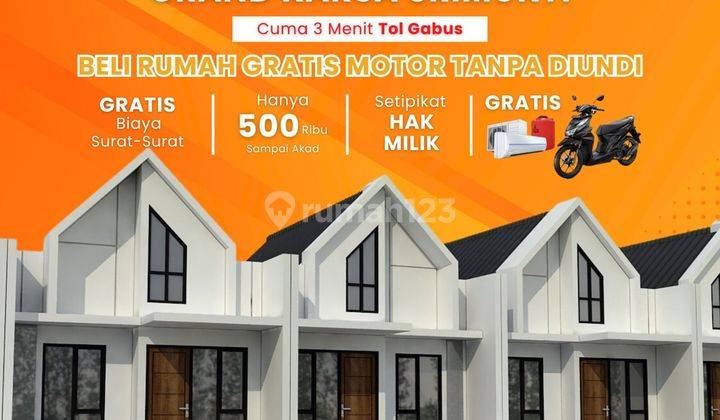 Rumah Kekinian Murah DP 0 Strategis Dekat Pintu Tol Gabus Tambun 1