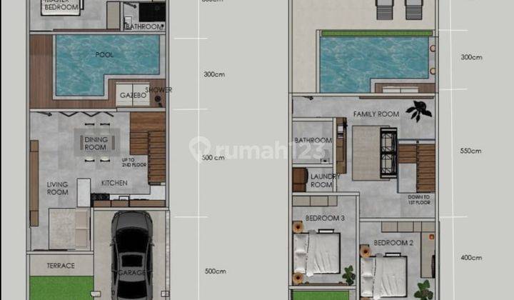 Rumah Style Villa 2 Lantai 3 Kamar di Kesambi, Kerobokan 2