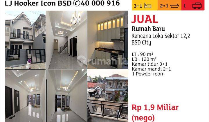 Rumah Baru Bangunan Mandiri Di Kencana Loka 2 Lantai 1