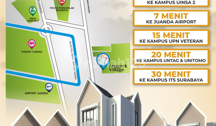 Anggrek Village Juanda , Tambak Oso Dekat Gunung Anyar. Rumah Modern Lokasi Dekat ke Mana2.