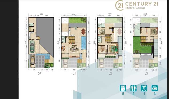 Hot Sale! Rumah Eksklusif 3 Lantai + Ground Floor di Cluster Asera One East, Kota Harapan Indah – Bekasi 2