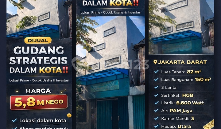 Dijual Ruko Gudang 3 Lantai Ada Lift di Jelambar Dijual Ruko Gudang 3 Lantai Ada Lift di Jelambar