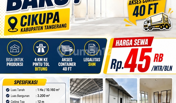 Disewakan Pabrik Baru 3200 Siap Pakai di Cikupa Disewakan Pabrik Baru 3200 Siap Pakai di Cikupa