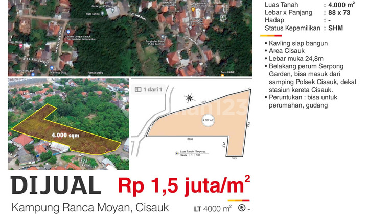 Dijual Tanah 4000 m2 Kampung Ranca Moyan Cisauk Tangerang SHM Erm Dijual Tanah 4000 m2 Kampung Ranca Moyan Cisauk Tangerang SHM Erm
