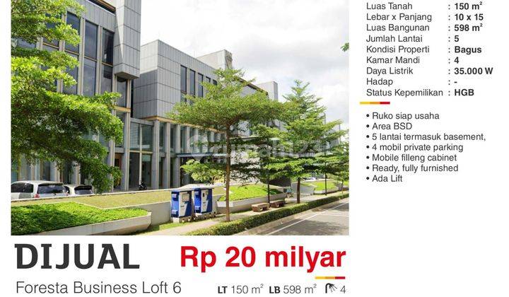 Dijual Gedung Foresta Business Loft 6 5 Lantai Full Furnished Siap Pakai Usaha Ada Lift  1