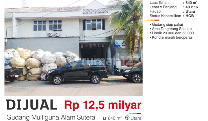 For Sale: Ready-to-Use, Excellent Multi-Purpose Warehouse in Alam Sutera, South Tangerang