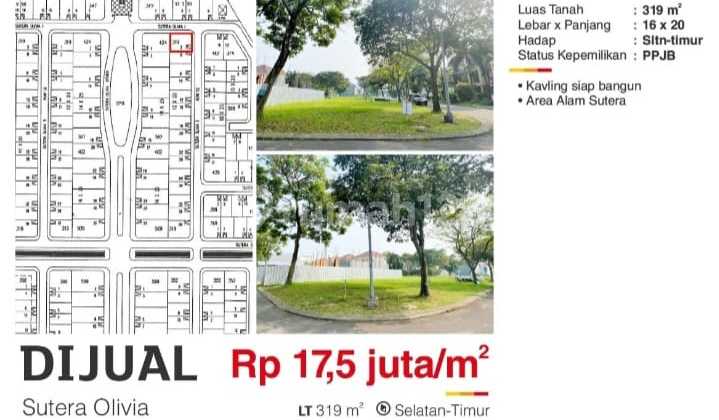 Dijual Tanah 319 M2 Di Sutera Onys Alam Sutera Tangerang Siap Bangun Dijual Tanah 319 M2 Di Sutera Onys Alam Sutera Tangerang Siap Bangun