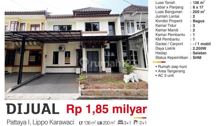 Dijual Rumah 2 Lantai Pattaya 1 Lippo Karawaci Tangerang Bagus Siap Huni Semi Furnished  1