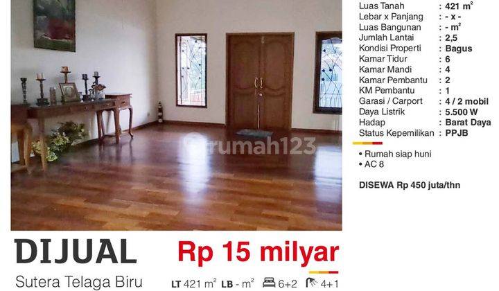 Dijual Rumah 2,5 Lantai di Sutera Telaga Biru Alam Sutera Tangerang Bagus Siap Huni  2