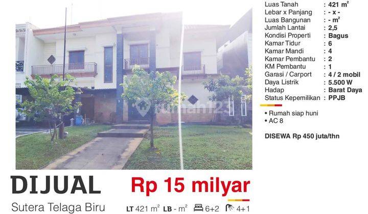 Dijual Rumah 2,5 Lantai di Sutera Telaga Biru Alam Sutera Tangerang Bagus Siap Huni  1