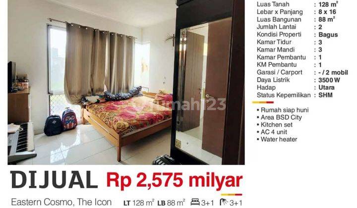 Dijual Rumah 2 Lantai Murah Eastern Cosmo The Icon Bagus Siap Huni SHM  2