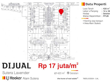 For Sale 420 M2 Land Sutera Lavender Alam Sutera Tangerang Ready to Build