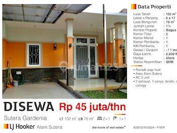 Disewa Rumah 1,5 Lantai Sutera Gardenia Alam Sutera Bagus Siap Huni Semi Furnished  1