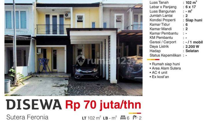 Di Sewa Rumah Ex Kos Kosan 2 Lantai Bagus Siap Huni Sutera Feronia Alam Sutera Tangerang  2