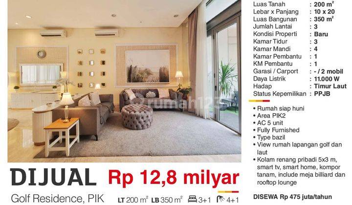 Dijual Rumah Mewah 3 Lantai Golf Residence Pik2 Jakarta Utara, Bagus Siap Huni Full Furnished  2