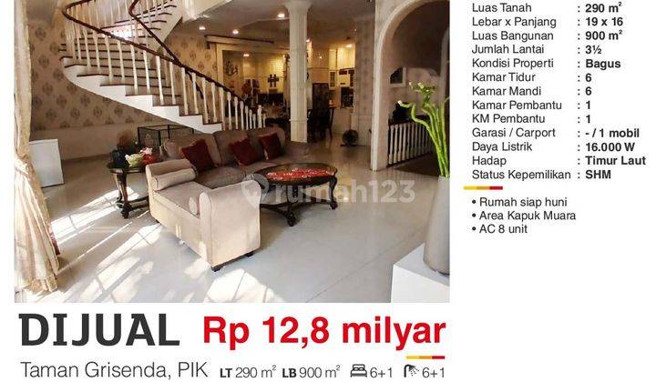 Di Jual Rumah Mewah 3,5 Lantai Taman Grisenda Pik Jakarta Utara Bagus Siap Huni LIS  2