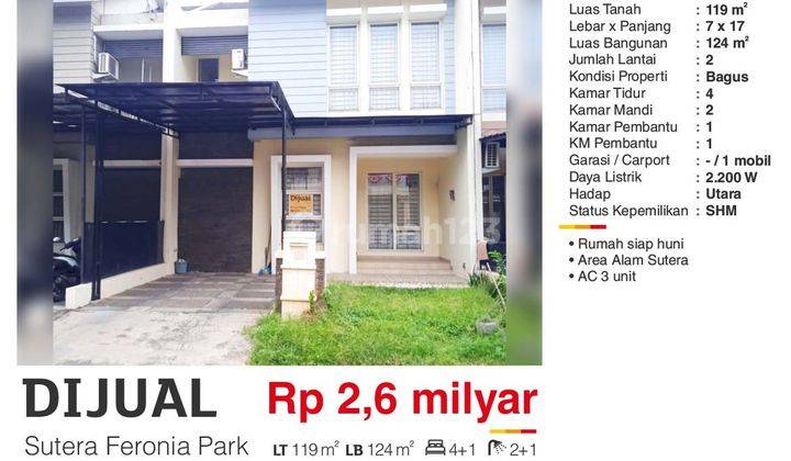 Dijual Rumah 2 Lantai Sutera Feronia Park Alam Sutera Tangerang Selatan Bagus Siap Huni SHM Semi Furnished  2