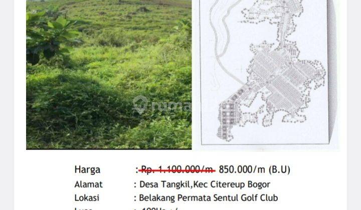 Dijual Tanah 100 Ha Desa Tangkil , Citeurup Bogor dekat Sentul Residence belakang Permata Sentul Golf Yoy 1