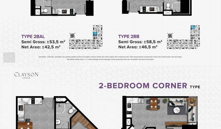 Dijual Apartemen Calyson Type 2br 1