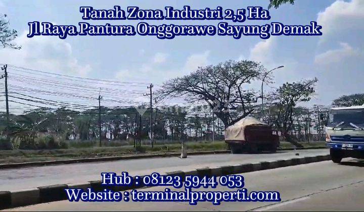 Tanah Dijual Industri SHM Hak Milik  di  Jl Raya Pantura  Onggorawe Kec Sayung  Kab Demak dkt Pelabuhan Semarang 1