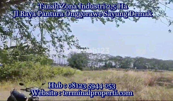 Tanah Dijual Industri SHM Hak Milik  di  Jl Raya Pantura  Onggorawe Kec Sayung  Kab Demak dkt Pelabuhan Semarang 2