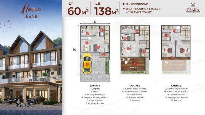 Rumah 3lt 6x10 3+1kt Osaka Residence Pik 2 Pantai Indah Kapuk 2