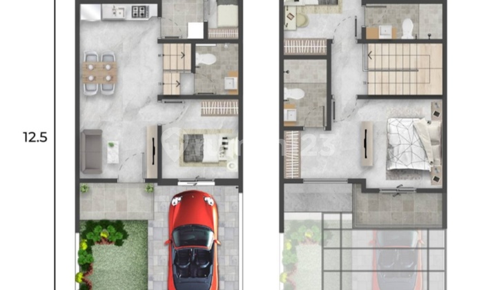 Rumah 2Lt Villa Pasir Putih Pik2 75M2 3+1Kt Semi Furnished 2