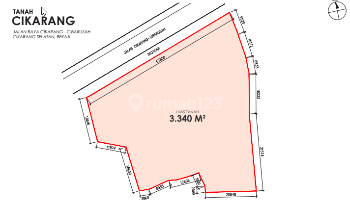 Dijual Tanah 3.340 M2, Cikarang Selatan, Kab Bekasi 1