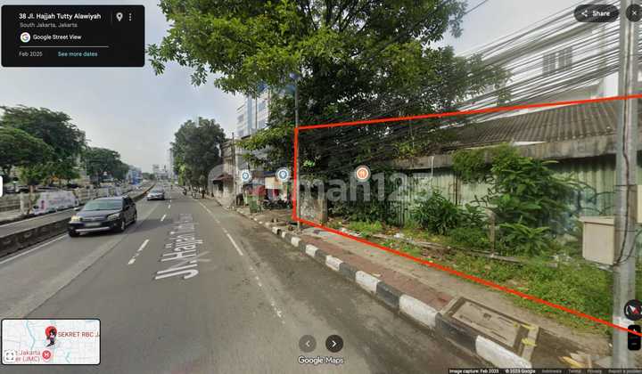 Land with shophouse in Warung Buncit, South Jakarta, Sertifikat Hak Milik, strategic location, available for rent.