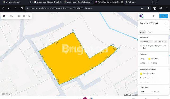 TANAH LUAS DAN MURAH DI JALAN  NOJA SARASWATI DENPASAR 2