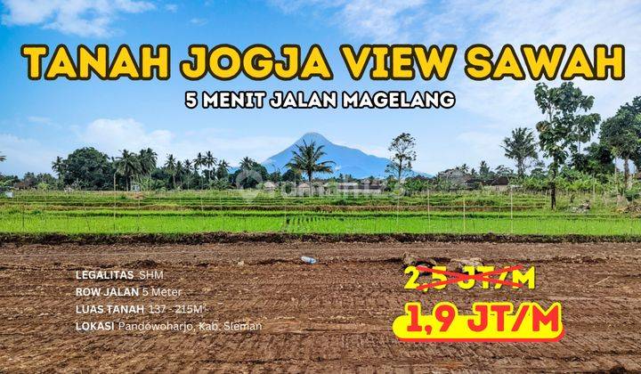 Tanah SHM Jogja, 1 Jutaan Dekat Jl Magelang, View Hamparan Sawah 1