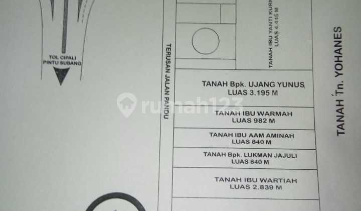 Tanah Strategis Di Subang Dekat Exit Tol Cipali