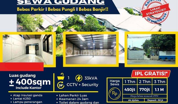 Disewa Gudang Karawaci Jl Industri Imam Bonjol 400 Sqm, Tangerang 1