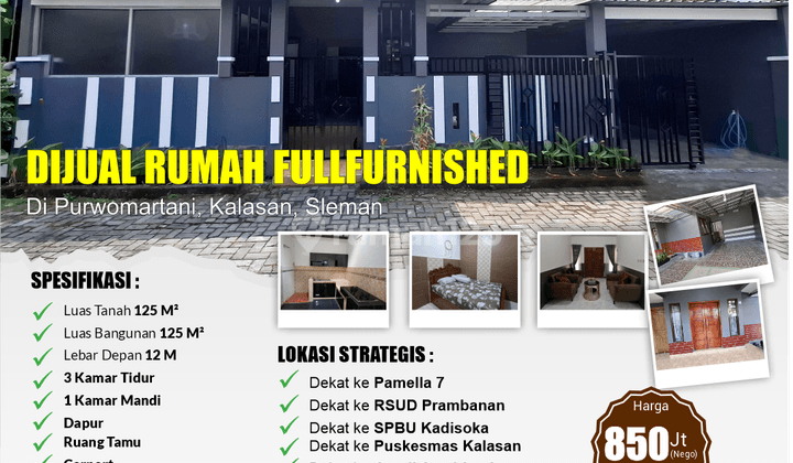 Rumah Full Furnished Di Dalam Perumahan Purwomartani 1