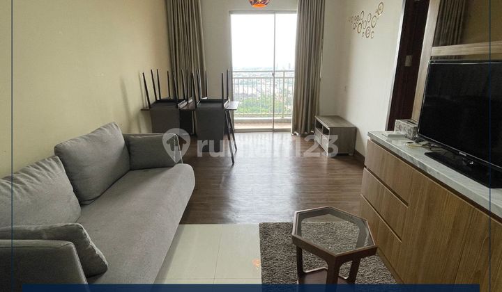 Dijual Murah - Apartemen 2BR Dijadikan 1 Full Furnished Lantai Sedang View City Dekat Mall, Stasiun, Universitas & Tol Di Tangerang 1