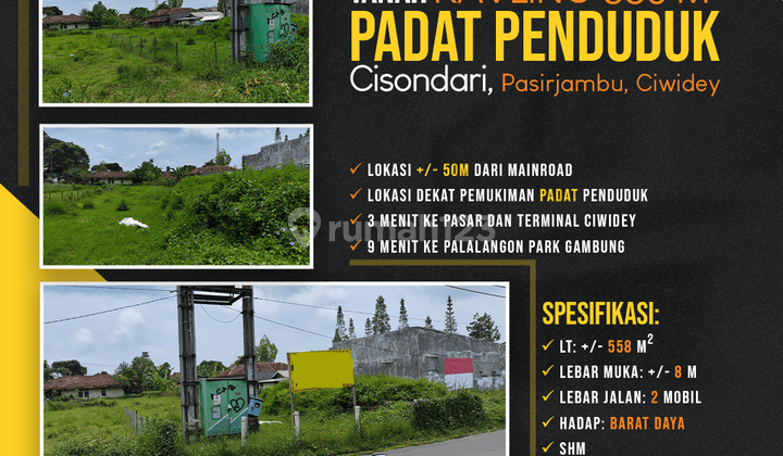 Kavling 558 M2 Padat Penduduk Cisondari, Pasirjambu, Ciwidey 1