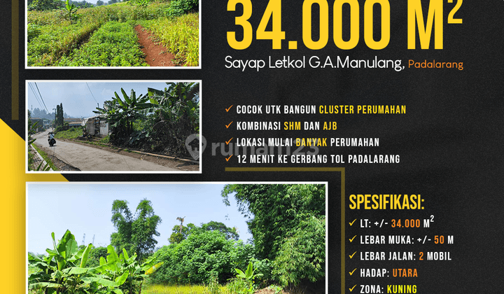 Tanah Cocok Perumahan 34.000 M2 Sayap Letkol Manulang, Padalarang 1