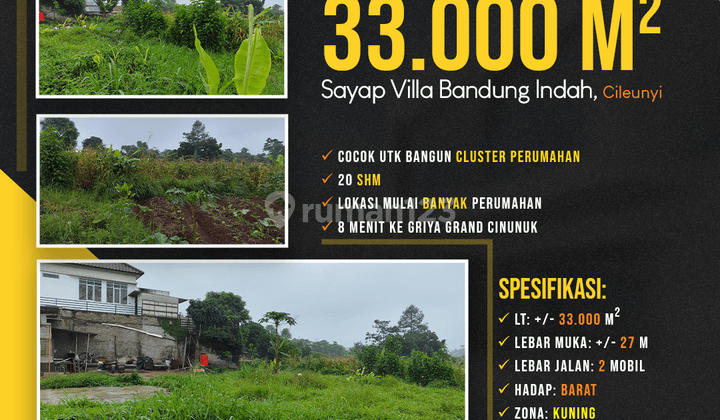 Tanah 33.000 M2 Sayap Villa Bandung Indah, Cileunyi Wetan 1