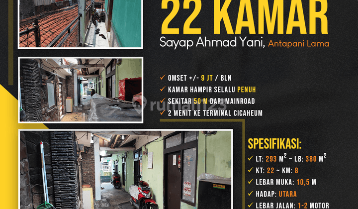 Rukost 22 Kamar Lokasi Dekat Terminal Cicaheum, Sayap Ahmad Yani 1