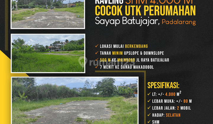 Kavling 4.000 M2 SHM Cocok Utk Cluster Perumahan Sayap Batujajar 1