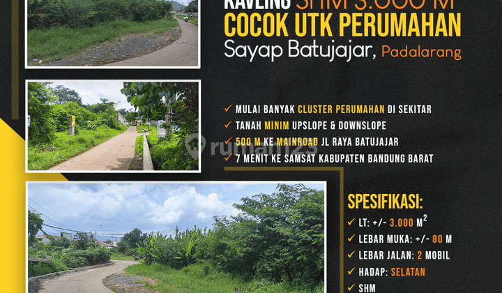 Kavling 3.000 M2 SHM Cocok Utk Cluster Perumahan Sayap Batujajar 1