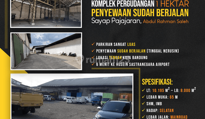 Komplek Gudang SHM 1 Hektar Penyewaan Sudah Berjalan Sayap Pajajaran, Bandung 1