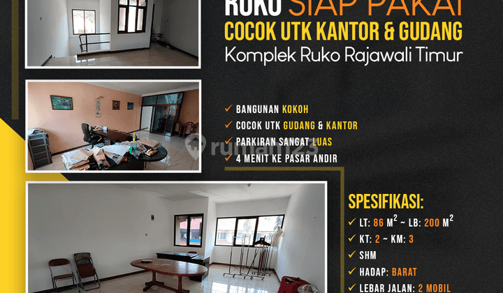 Ruko SHM 3 Lantai Cocok Untuk Gudang Dan Kantor Ruko Rajawali Plaza, Rajawali Timur, Andir, Bandung 1