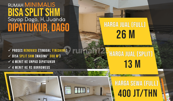 Rumah Minimalis SHM 2 Lantai Tinggal Finishing Sayap Dago, Bandung 1