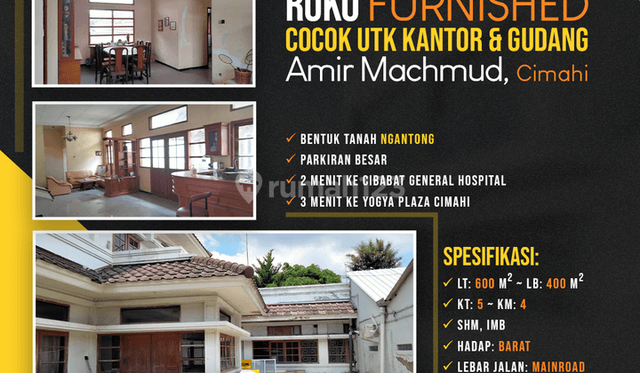 Ruko Furnished Lokasi Strategis Sangat Cocok Untuk Kantor Mainroad Amir Machmud, Raya Cibabat, Cimahi, Bandung 1