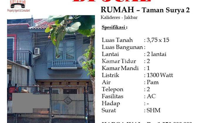 DIJUAL Rumah 2 Lantai di daerah Taman Surya 2 1